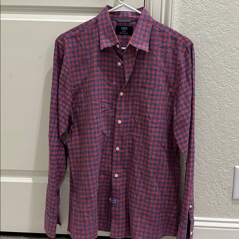 1901 blue and red plaid Oxford shirt
